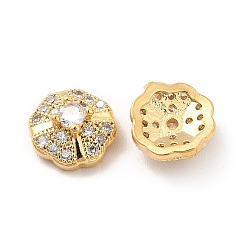 Hexagon Brass Micro Pave Cubic Zirconia Cabochons, with Glass, Nail Art Decorations, Hexagon, 8x8x4mm