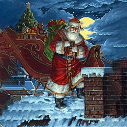 Santa Claus Наборы алмазной живописи на рождественскую тему своими руками, включая стразы из смолы, алмазная липкая ручка, поднос тарелка и клей глина, Дед Мороз, 400x300 мм