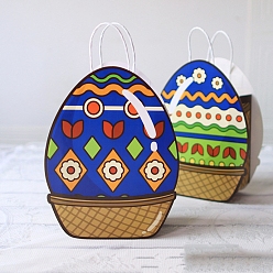 Rhombus Easter Egg Shaped Paper Candy Packaging Bags with Handle, Rhombus, 28.3x21x1cm