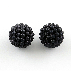 Noir Acryliques perles imitation de perles, perles baies, perles rondes combinées, noir, 12mm, trou: 1.5 mm, environ 870 pcs / 500 g