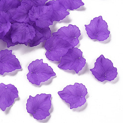 Фиолетовый Осенняя тема прозрачные матовые акриловые подвески, кленового листа, фиолетовые, 24x22.5x3 мм, отверстие : 1 мм, Около 962 шт / 500 г