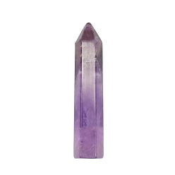 Amethyst Point Tower Natural Natural Amethyst Home Display Decoration, Healing Stone Wands, for Reiki Chakra Meditation Therapy Decors, Hexagon Prism, 10x50mm