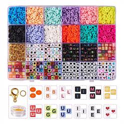 Mixed Color DIY Jewelry Making Kits, Including Handmade Polymer Clay Beads, Acrylic Beads, Round Crystal Elastic Stretch Thread, Zinc Alloy Lobster Claw Clasps, Iron Open Jump Rings, Mixed Color, Beads: 3071pcs/box
