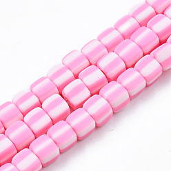 Rose Nacré Brin de perles pate polymère faits à la main , cube, perle rose, 5x5x4.5mm, Trou: 2mm, Environ 85~86 pcs/chapelet, 15.83 pouces ~ 16.06 pouces (40.2~40.8 cm)