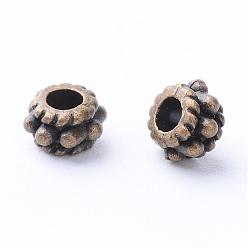 Bronze Antique Alliage de perles d'entretoise de style tibétain, rondelle, sans cadmium et sans nickel et sans plomb, bronze antique, 5x3mm, trou: 2 mm, environ 5800 pcs / 1000 g