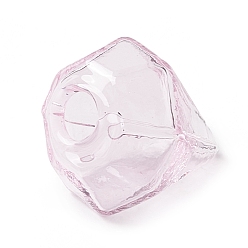 Pink Botellas de vidrio soplado hechas a mano, para la fabricación de colgantes de viales de vidrio, diamante, rosa, 16~17x15~15.5x13.5~14.5 mm, agujero: 2.5~5 mm