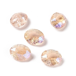 Durazno Jugoso Cabujones de diamantes de imitación de cristal estilo claro de luna crepitante, espalda y espalda planas, oval, Durazno jugoso, 10x8x4 mm