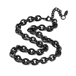 Черный Цвет Металла 304 нержавеющей стали Роло цепи ожерелье, металлический черный , 15.83 дюйм (40.2 см)