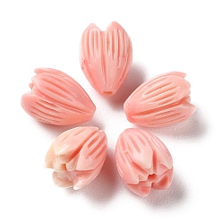 Розовый Синтетические бусины, окрашенные в ракушки, цветок, туманная роза, 11x8 мм, отверстие : 1.4 мм
