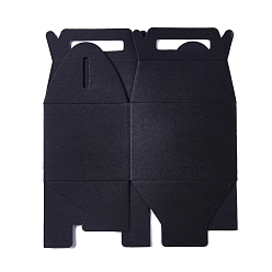 Noir Boîte cadeau créative en papier pliable portable avec poignées, boîtes de faveur de pignon, pour offrir et emballer des cadeaux, noir, 7.2x5.8x9.2 cm