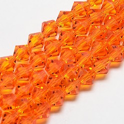 Naranja Oscura Imitar cristal austriaco de cristal bicono hebras de cuentas, aa grado, facetados, naranja oscuro, 5x5 mm, agujero: 1 mm, sobre 59 unidades / cadena, 11 pulgada