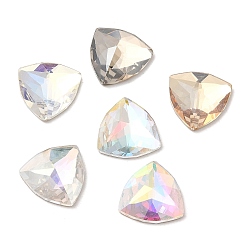 Mixed Color K9 Glass Rhinestone Cabochons, Flat Back & Back Plated, Faceted, Triangle, Mixed Color, 12x12x4.5mm