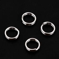 Серебро 304 из нержавеющей стали разрезные кольца, кольца с двойной петлей, серебряные, 6x1 мм, внутренний диаметр: 5 мм, одиночный провод: 0.5 мм