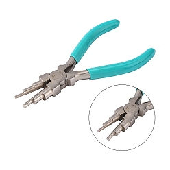 Turquoise 6-in-1 Bail Making Pliers, 45# Carbon Steel 6-Step Multi-Size Wire Looping Forming Pliers, Ferronickel, for Loops and Jump Rings, Turquoise, Loop Size: 3mm/4mm/6mm/7mm/8.5mm/9.5mm, 150x95x12mm