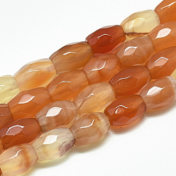 Carnelian Natural Carnelian Beads Strands, Faceted, Oval, 8.5~9x6mm, Hole: 1mm, about 22pcs/strand, 8.07 inch