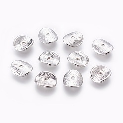 Platinum Tibetan Style Wavy Spacer Beads, Cadmium Free & Lead Free, Arched Disc, Platinum, 9x1mm, Hole: 1mm
