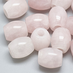Cuarzo Rosa Natural aumentó de perlas de cuarzo, abalorios de grande agujero, barril, 17~19x15~16 mm, agujero: 5.5 mm