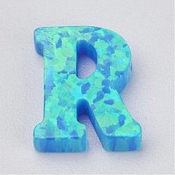 Letter R Charmes en opale synthétique, letter.r, 10x8x2.5mm, Trou: 0.8mm