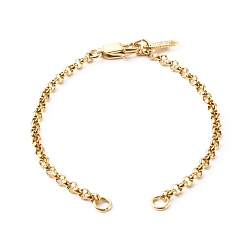 Golden Handmade 304 Stainless Steel Rolo Chain Bracelets Making Accessories, with Jump Rings, Lobster Claw Clasps, Chain Tabs, Golden, 6-1/2x1/8 inch(16.5x0.3cm)