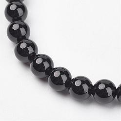 Black Agate Natural Black Agate(Dyed) Stretch Bracelets, Round, 48mm(1-7/8 inch), Bead: 60mm