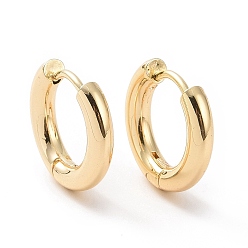 Real 18K Gold Plated Ion Plating(IP) Brass Huggie Hoop Earrings for Women, Real 18K Gold Plated, 9 Gauge, 15x16x3mm, Pin: 1mm