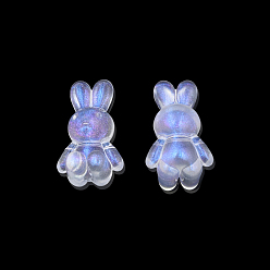 Clear Transparent Acrylic Beads, with Glitter Powder, Rabbit, Clear, 24.5x14.5x11mm, Hole: 2.5mm, about 300pcs/500g