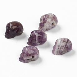 Améthyste Perles de quartz améthyste naturelles, crane, 17.5~18.5x11~12.5x12~13mm, Trou: 1.7~2mm