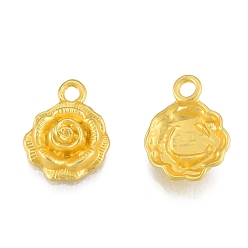 Matte Gold Color Alloy Pendants, Matte Style, Flower Charms, Matte Gold Color, 17x13.5x5mm, Hole: 2.5mm