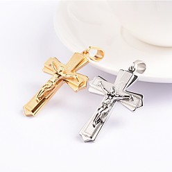 Mixed Color Easter Theme Crucifix Cross 304 Stainless Steel Pendants, Mixed Color, 49x33x5mm, Hole: 12x6mm