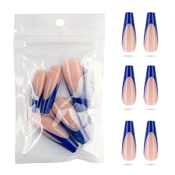 Medium Blue 20Pcs 10 Size Trapezoid Plastic False Nail Tips, Full Cover Press On False Nails, Nail Art Detachable Manicure, for Practice Manicure Nail Art Decoration Accessories, Medium Blue, 26~32x7~14mm, 2Pcs/size