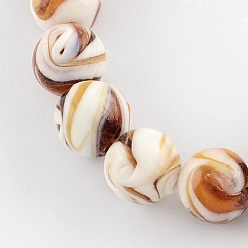 Chocolat Perles lampwork, perles au chalumeau, faits à la main, ronde, chocolat, 14mm, Trou: 1~2mm
