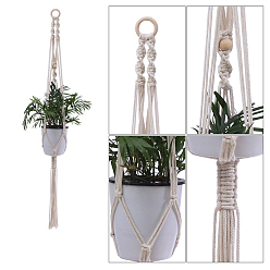 Snow Cotton Macrame Plant Hangers, Boho Style Hanging Planter Baskets, Wall Decorative Flower Pot Holder, Snow, 1100x27mm, Hole: 40mm