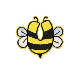 Letter U Apliques temáticos de abejas, computarizado bordado paño hierro en remiendos, accesorios de vestuario, letra u, 55x64 mm