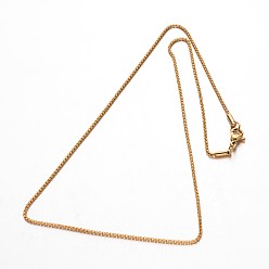 Golden 304 Stainless Steel Box Chain Necklaces, with Lobster Claw Clasps, Golden, 17.7 inch(45cm), 1.5mm