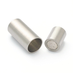 Stainless Steel Color 304 Stainless Steel Magnetic Clasps with Glue-in Ends, Column, Stainless Steel Color, Hole: 6mm, 16mm