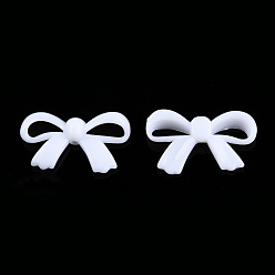 White Opaque Acrylic Beads, Bowknot, White, 18x30x5.5mm, Hole: 1.6mm, about 600pcs/500g