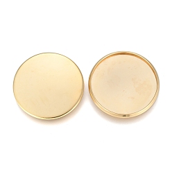 Golden 304 Stainless Steel Plain Edge Bezel Cups, Cabochon Settings, Flat Round, Golden, Tray: 25mm, 26.5x2mm
