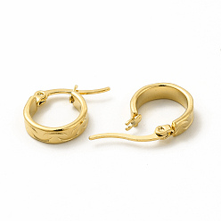 Golden 201 Stainless Steel Grooved Hoop Earrings with 304 Stainless Steel Pins for Women, Golden, 27x29x2mm, Pin: 0.6x1mm