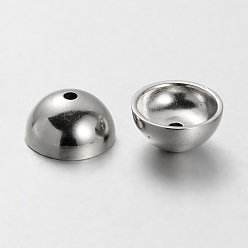 Платина Пластиковые шарики ccb, полукруглые / купольные, безлепестковый, платина, 14x7 мм, отверстие : 2 мм, внутренний диаметр: 12 мм