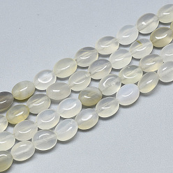 Natural Agate Natural White Agate Beads Strands, Oval, 8x6x4mm, Hole: 1mm, about 49~50pcs/strand, 14.5 inch~14.7 inch