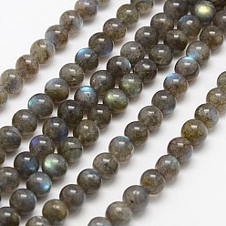 Labradorite Natural Labradorite Beads Strands, Grade A, Round, Slate Gray, 8mm, Hole: 1mm