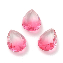 Rose Faceted K9 Glass Rhinestone Cabochons, Pointed Back, Teardrop, Rose, 18x13x7mm