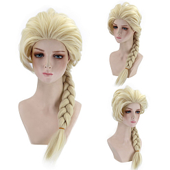 High Temperature Fiber Princess Long Blonde Cosplay Party Wigs, for Kids, Synthetic, Heat Resistant High Temperature Fiber, 26 inch(65cm)