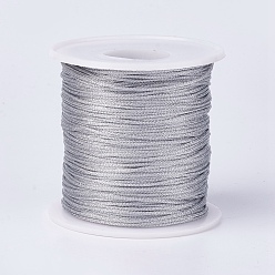 Gris Clair Fil métallique en polyester, gris clair, 1mm, environ 100 m / rouleau (109.36 yards / rouleau)
