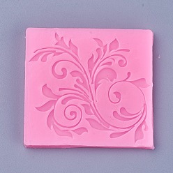 Deep Pink Food Grade Silicone Molds, Fondant Molds, For DIY Cake Decoration, Chocolate, Candy, UV Resin & Epoxy Resin Jewelry Making, Leafy Branches, Deep Pink, 57x53x5mm