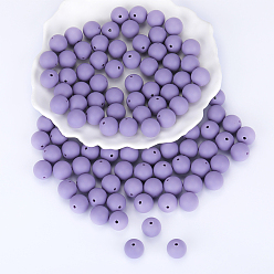 Bleu Ardoise Perles focales rondes en silicone, perles à mâcher pour les jouets de dentition, Diy soins infirmiers colliers faisant, bleu ardoise, 15mm, Trou: 2mm