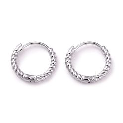Stainless Steel Color 304 Stainless Steel Twist Rope Shape Hoop Earrings for Women, Stainless Steel Color, 13.5x14x2mm, Pin: 0.8mm