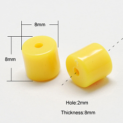 Gold Solid Colour Acrylic Beads, Column, Gold, 8x8x8mm, Hole: 2mm, about 1075pcs/500g