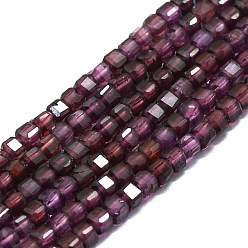 Garnet Natural Garnet Beads Strands, Faceted, Cube, 2x2x2mm, Hole: 0.6mm, about 182pcs/strand, 15.16''~15.55''(38.5~39.5cm)