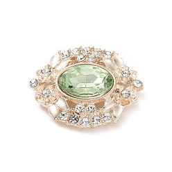 Verde Claro Cabuchones de acrílico, con fornitura de diamantes de imitación de aleación de tono dorado, oval, verde claro, 29.5x25x5 mm